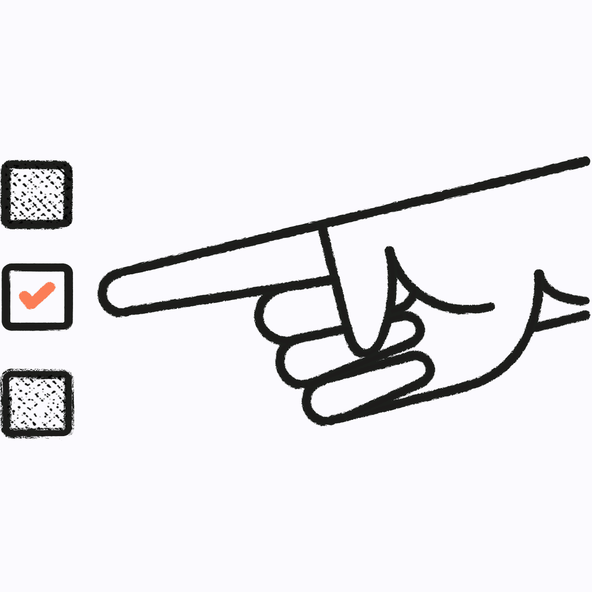 Illustration of finger pointing at tick boxes